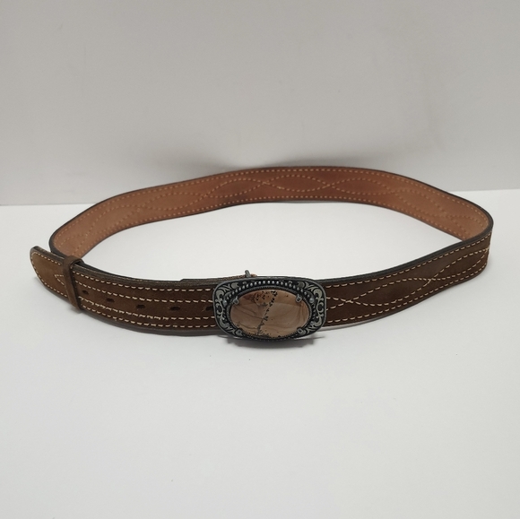 Justin Roughout Belt With Buckle Size 40 Leather Western Cowboy Rodeo Unisex - Picture 1 of 10